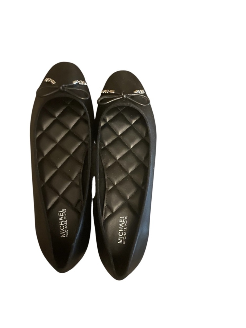Michael Kors Black Quilted Leather Bow Ballet Flats - New without tag